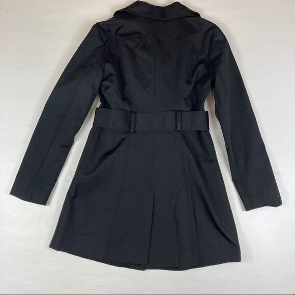 New York & Company Trench Coat Black Rain Coat Women's Small - Picture 2 of 11